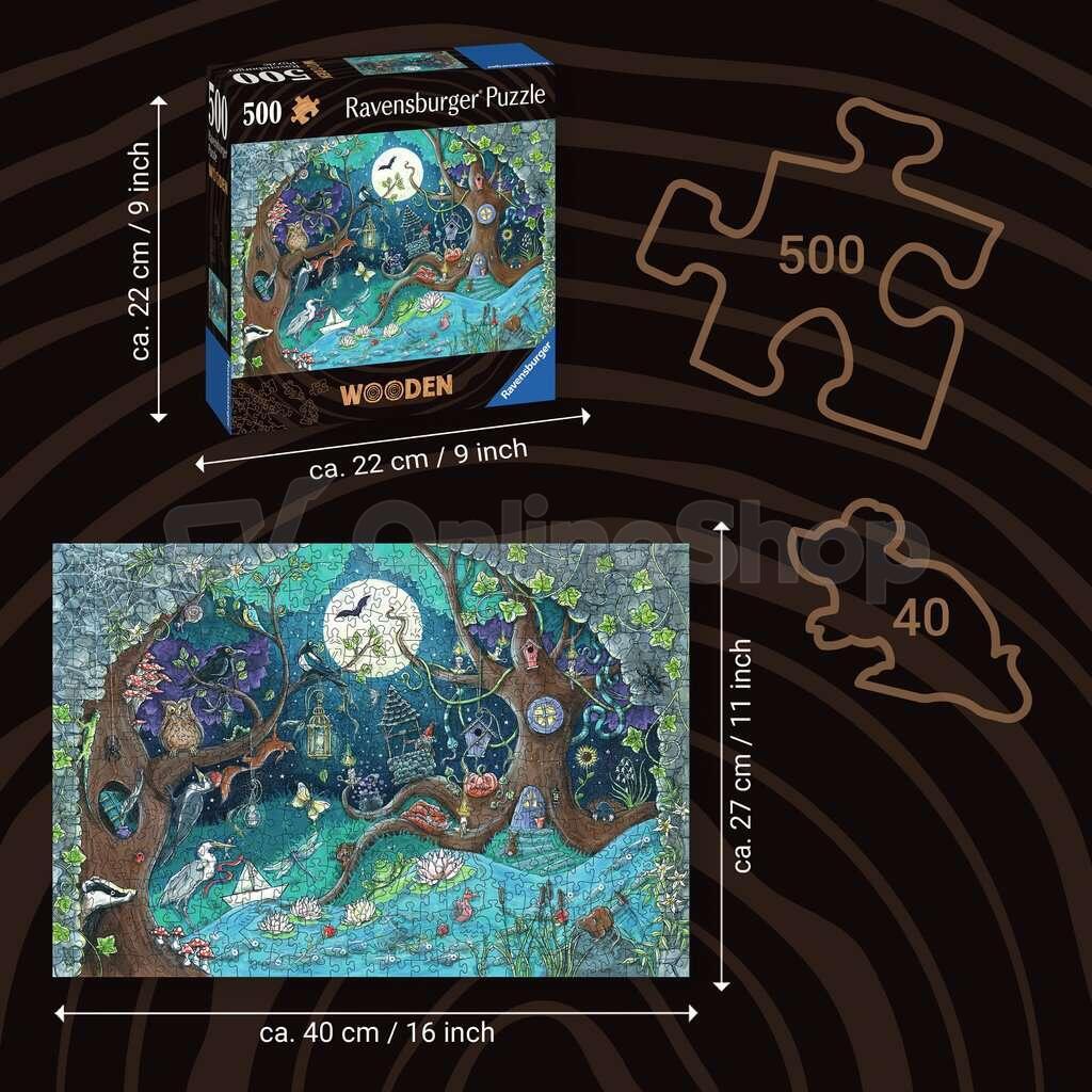 Dřevěné puzzle Ravensburger Kouzelný les, 500 dílků