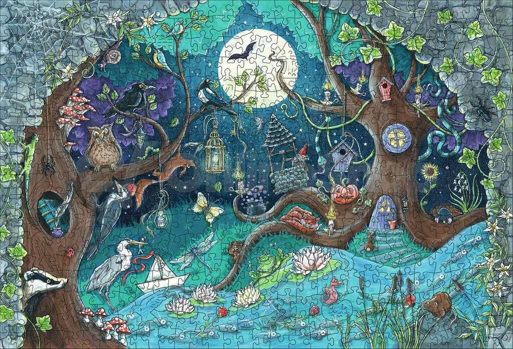 Dřevěné puzzle Ravensburger Kouzelný les, 500 dílků
