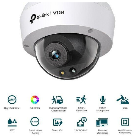 TP-Link VIGI C230(2.8mm) - Dome kamera, 3MP, 2.8mm, Full-Color