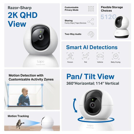 TP-Link tapo C220 Pan/Tilt AI Home Security Wi-Fi Camera (foto 7)