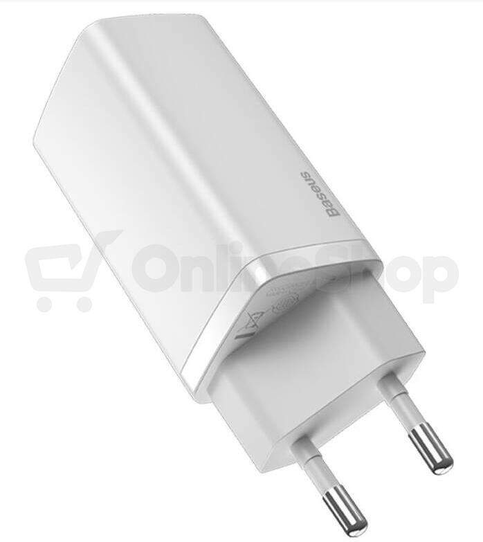 Nabíječka do sítě Baseus GaN2 Lite 65W, 1xUSB, 1xUSB-C bílá
