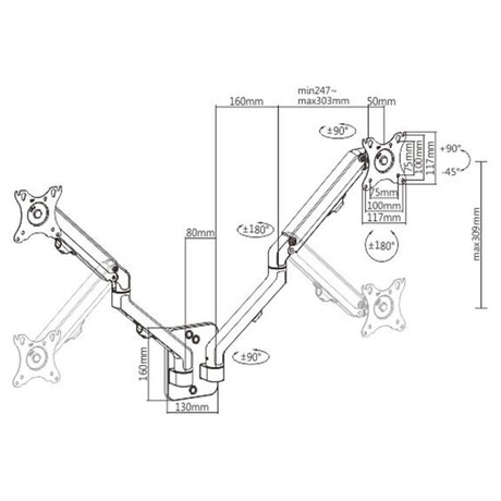 Drk 2 monitor na stnu GEMBIRD MA-WA1-02, naklpc, a do 27 a 7kg, ern