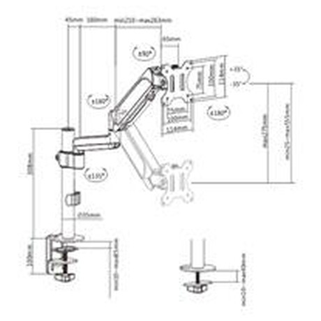 Drk monitoru na stl GEMBIRD MA-DA1P-01, naklpc, a do 32 a 9kg, ern