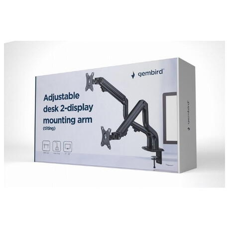 Drk 2 monitor na stl GEMBIRD MA-DA2-02, naklpc, a do 32 a 8kg, ern