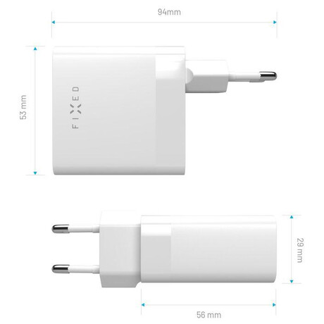 Sov nabjeka FIXED s 2x USB-C vstupem, podpora PD, 65W, bl