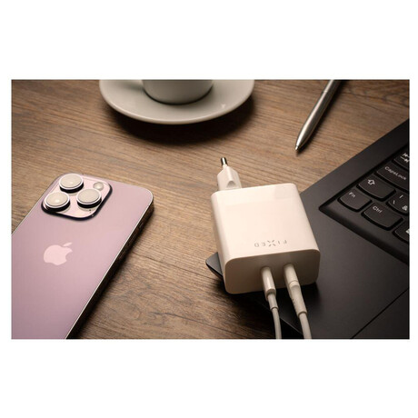 FIXED s&nbsp;2x USB-C výstupem, podpora PD, 65W, bílá (foto 6)
