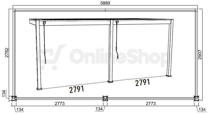 Pergola ROJA INTRO PLUS 6x3 m, hliník - do stěny