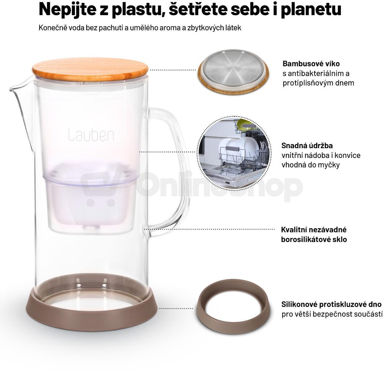 Filtran konvice Lauben Glass Water Filter Jug 32GW