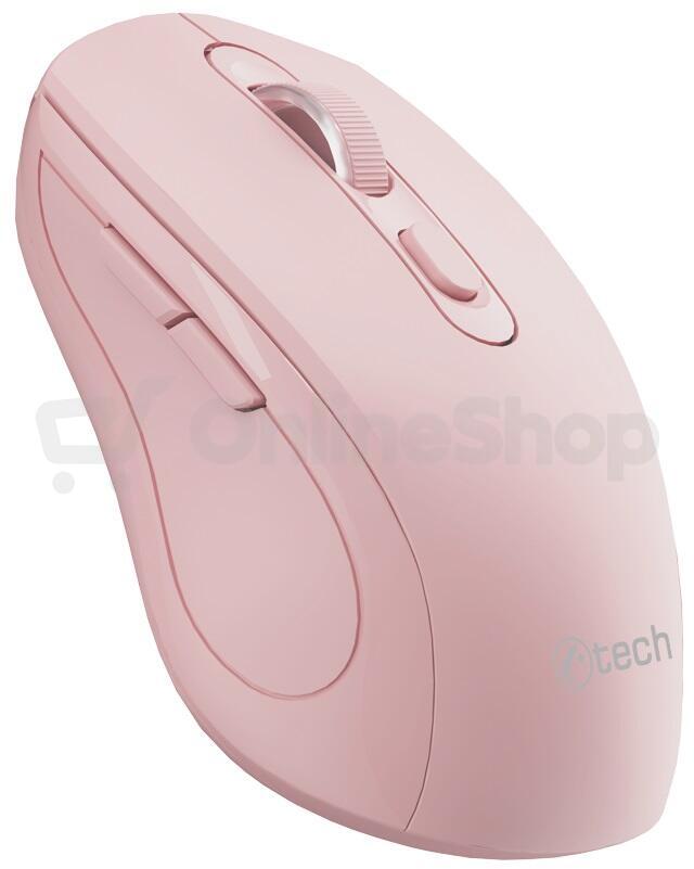 C-Tech WLM-12PK/Ergonomická/Optická/Pro praváky/1 600 DPI/USB+BT/Růžová