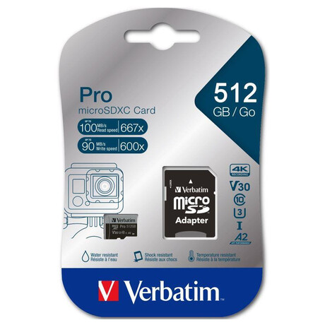 Verbatim Pro microSDXC 512GB V30 U3