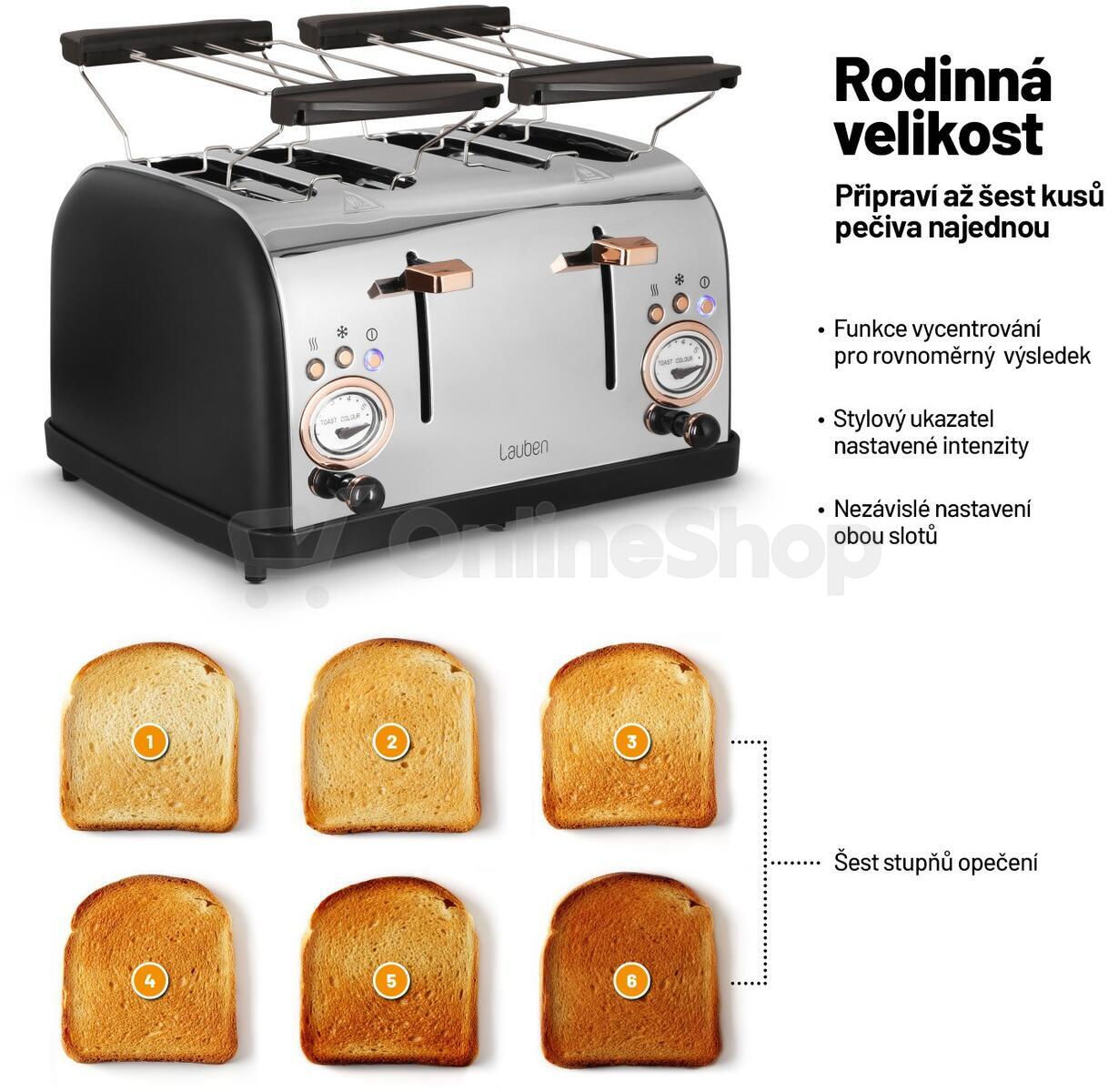 Topinkovač Lauben 4 Slice Toaster 1500BC