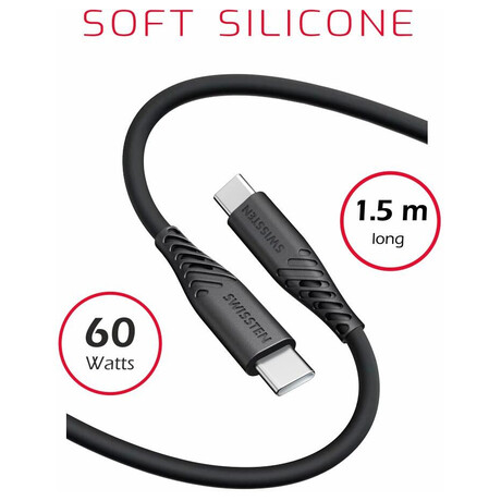 DATOV KABEL SWISSTEN SOFT SILICONE USB-C / USB-C 1,5 M 60W ERN