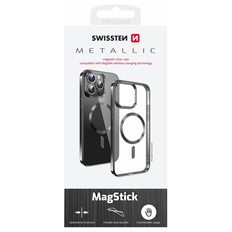 POUZDRO SWISSTEN CLEAR JELLY MagStick METALLIC PRO APPLE IPHONE 15 PLUS ERN