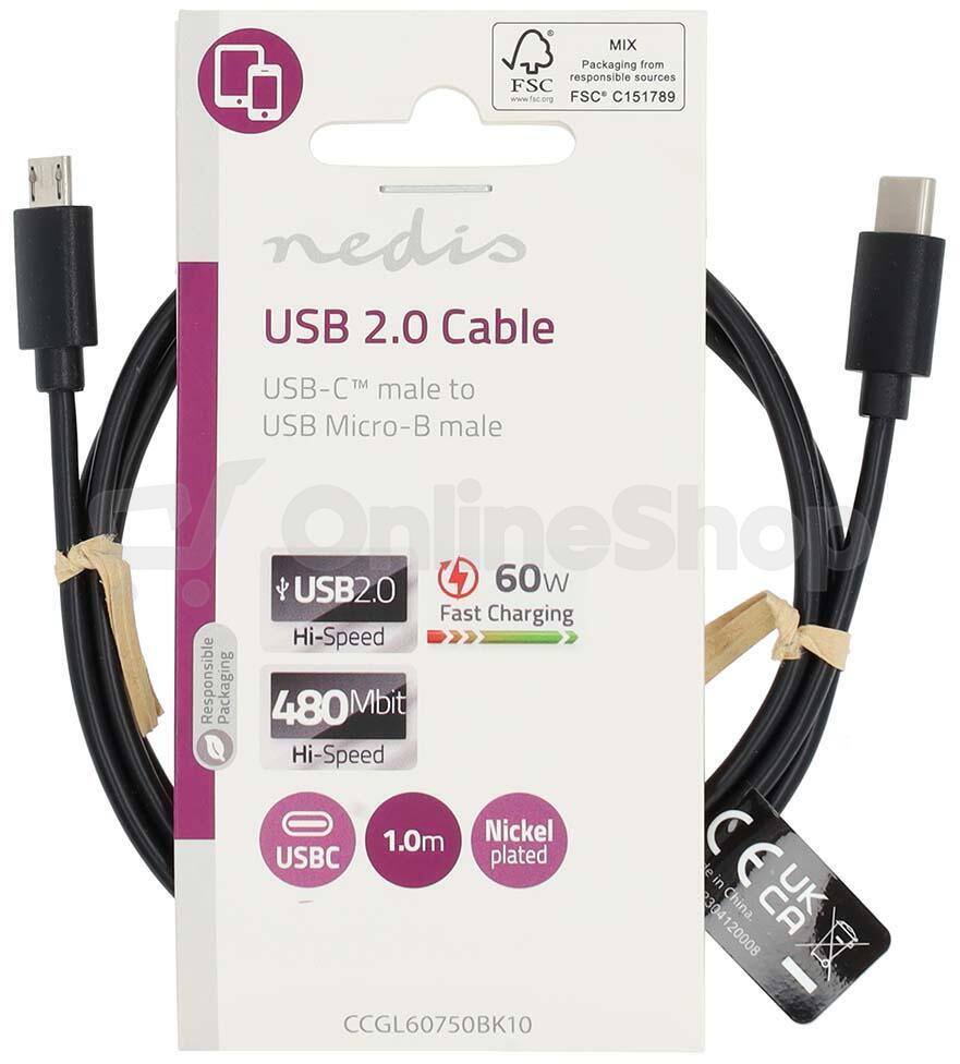 USB kabel NEDIS CCGL60750BK10