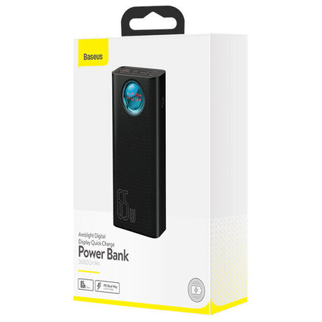 Power banka Baseus Amblight QC 30000mAh 65W ern s kabelem USB-C - USB-C 1m 100W