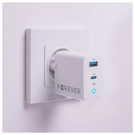 Forever GaN TC-06-65AC 65W, 1xUSB-C, 1xUSB bílá (foto 2)
