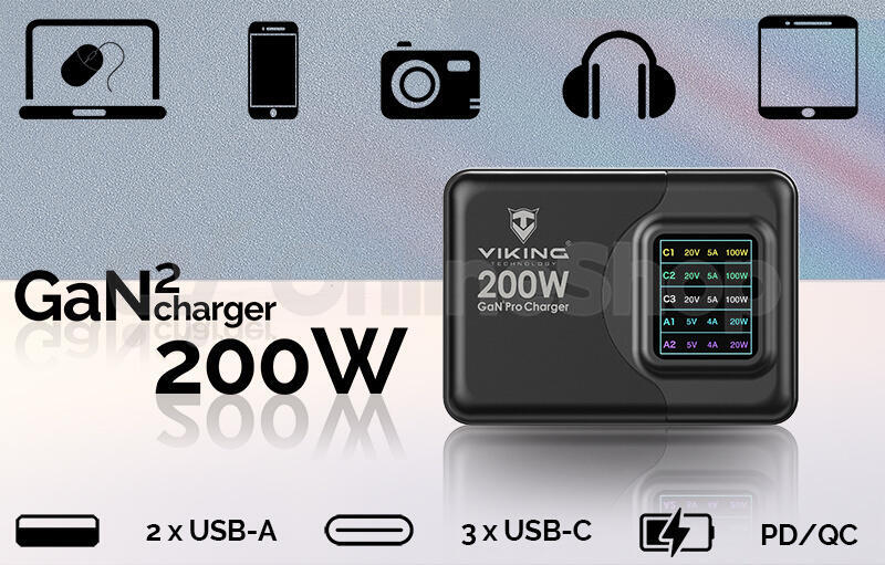 Viking nabíječka USB GaN 200W PD Pro (VCH200PD)