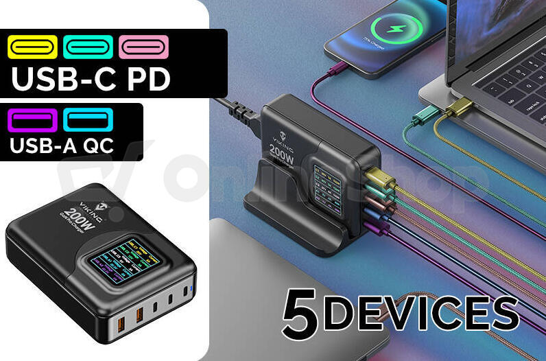 Viking nabíječka USB GaN 200W PD Pro (VCH200PD)