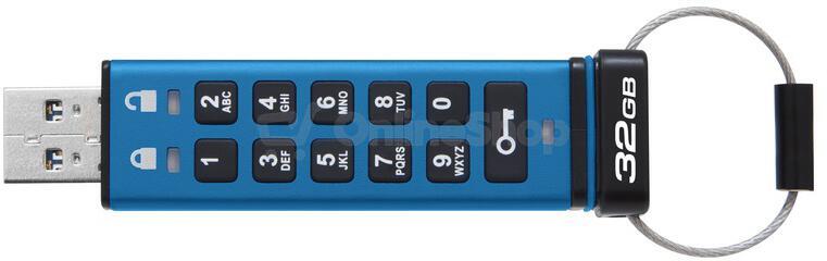 Kingston IronKey Keypad 200/32GB/USB 3.2/USB-A/Modrá (IKKP200/32GB)