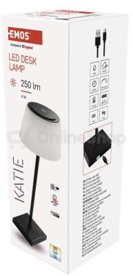 Emos LED stolní lampa KATIE, nabíjecí, černá (Z7630B)
