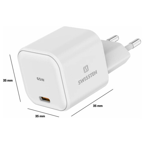 Sov adaptr Swissten 22037020, USB-C 65W, PD, bl