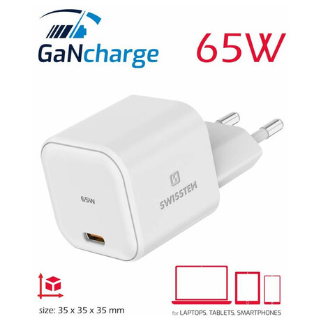 Sov adaptr Swissten 22037020, USB-C 65W, PD, bl