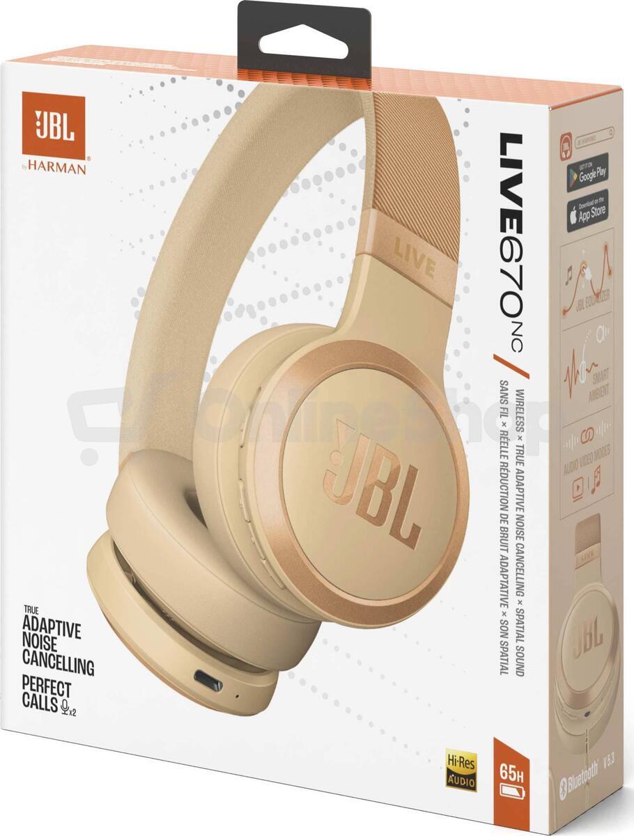 Bezdrátová sluchátka JBL Live 670NC, béžová