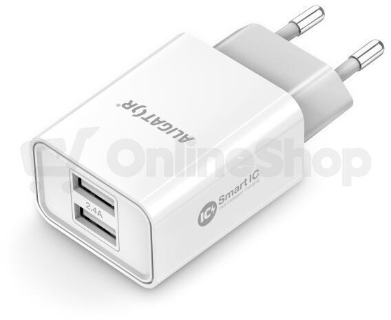 Aligator CD ALI s 2xUSB výstupem, 2,4A, smart IC, bílá