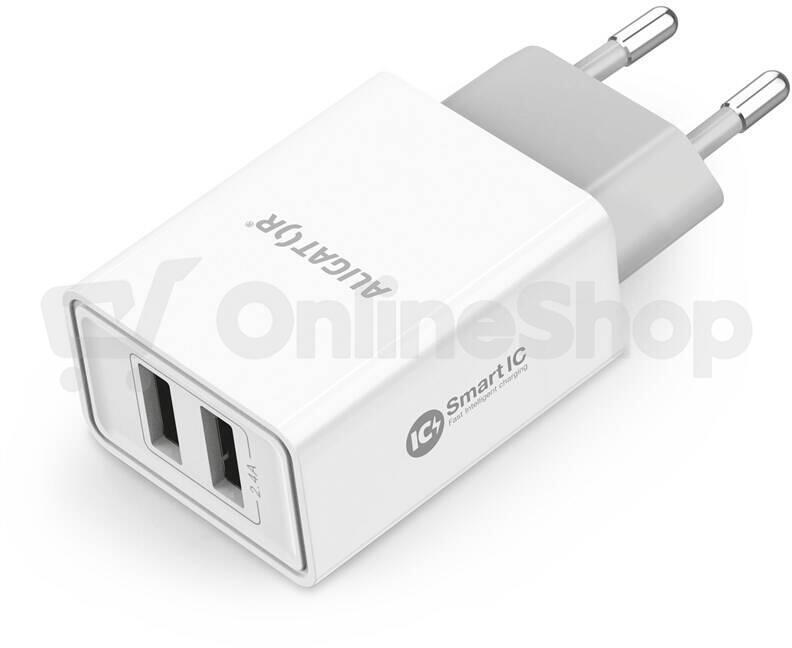 Aligator CD ALI s 2xUSB výstupem, 2,4A, smart IC, bílá