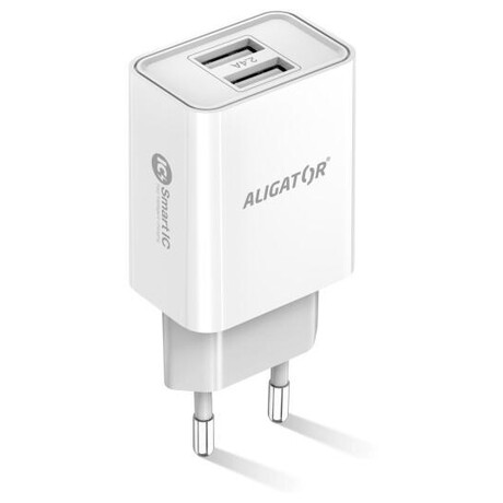 Aligator CD ALI MicroUSB 2xUSB výst. 2,4A, smart IC, bílá