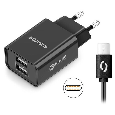 Aligator CD ALI USB-C 2xUSB výstup, 2,4A, smart IC, černá