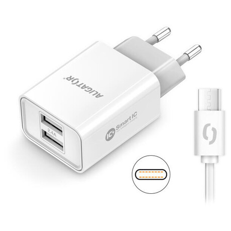 Aligator CD ALI USB-C 2xUSB výstup, 2,4A, smart IC, bílá