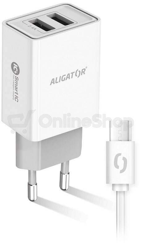 Aligator CD ALI USB-C 2xUSB výstup, 2,4A, smart IC, bílá