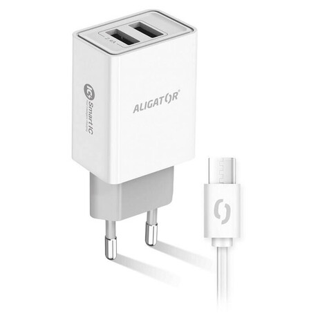 Aligator CD ALI USB-C 2xUSB výstup, 2,4A, smart IC, bílá