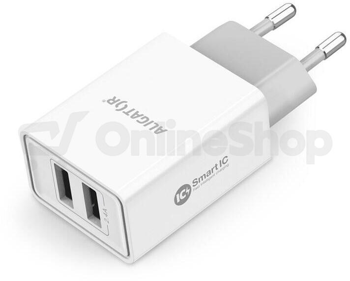 Aligator CD ALI USB-C 2xUSB výstup, 2,4A, smart IC, bílá