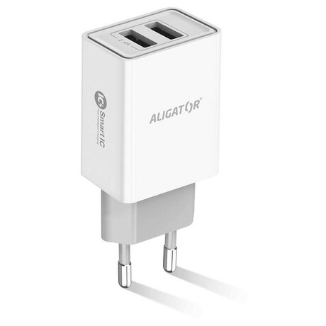 Aligator CD ALI USB-C 2xUSB výstup, 2,4A, smart IC, bílá