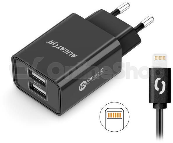 Aligator CD ALI iPhone/iPad 2xUSB výst.2,4A, smart IC,černá