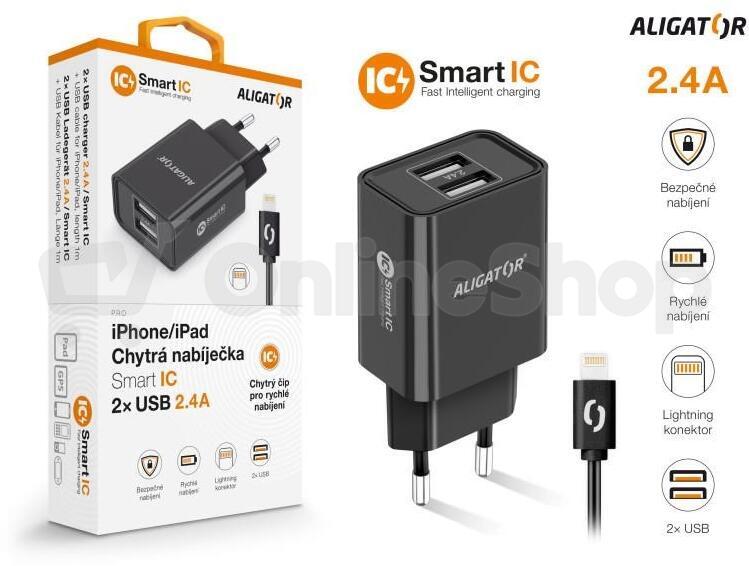 Aligator CD ALI iPhone/iPad 2xUSB výst.2,4A, smart IC,černá