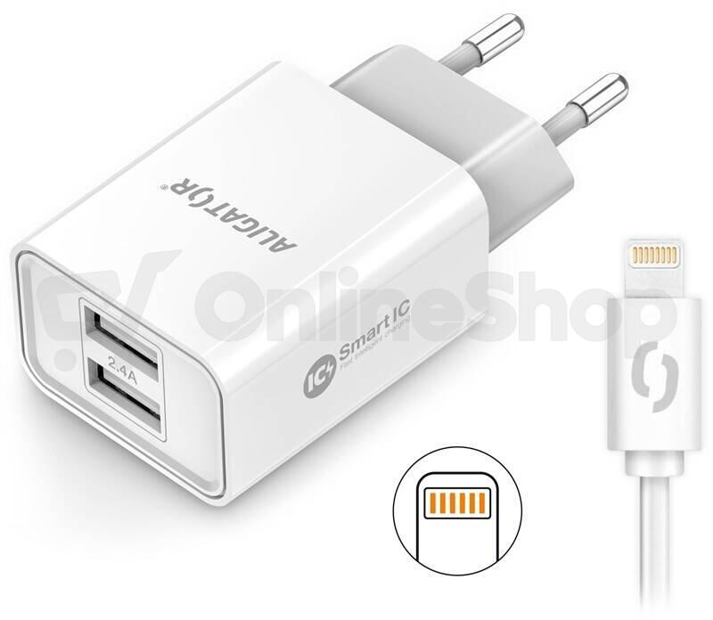Aligator CD ALI iPhone/iPad 2xUSB výst.2,4A, smart IC, bílá