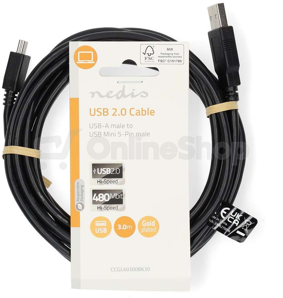 USB kabel NEDIS CCGL60300BK30