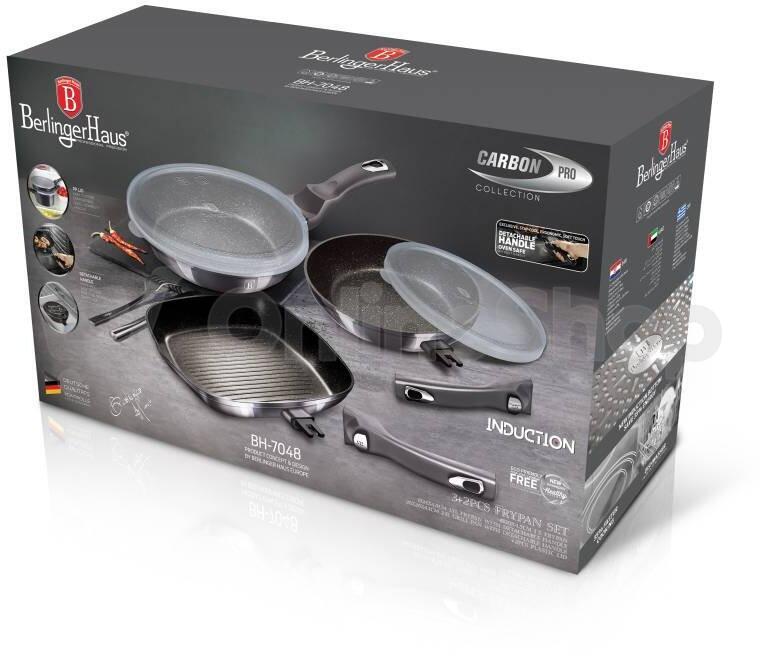 BERLINGERHAUS Pánev s odnímatelnou rukojetí sada 5 ks Carbon PRO Line ...