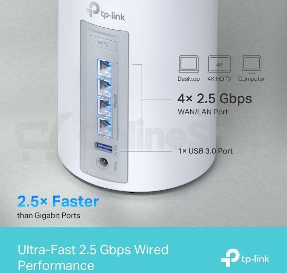 WiFi router TP-Link Deco BE65(2-pack) BE9300, WiFi 7, 4x 2.5GLAN, USB, 2,4/5/6GHz