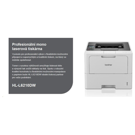 Brother HL-L6210DW mono A4/50 stran / 1200x1200dpi / 256MB / PCL6 / USB 2.0 / LAN / Duplex / WIFI / displej (HLL6210DWRE1)