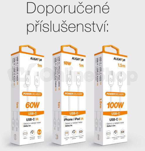 Rychlá nabíječka ALIGATOR, PD 40W 2xUSB-C, bílá