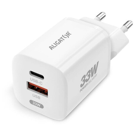 Aligator GaN, PD&nbsp;33W, USB-C/USB-C kabel, bílá (foto 3)