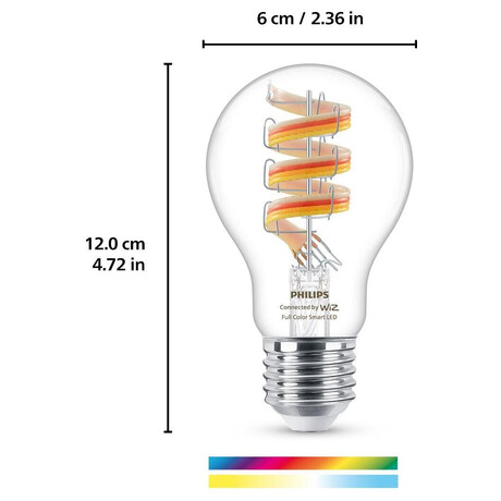 Chytr rovka Philips WiZ Filament 40W E27 RGB ir Clear