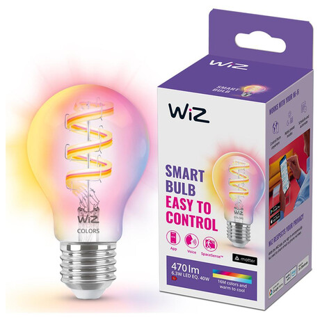 Chytr rovka Philips WiZ Filament 40W E27 RGB ir Clear