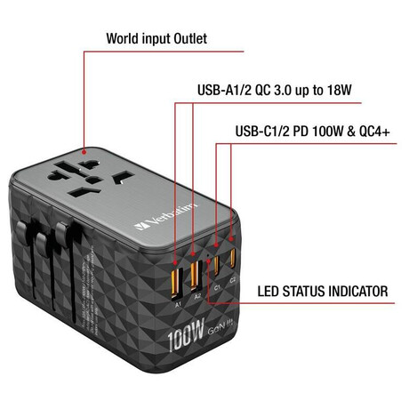 Verbatim 32121 UTA-06 Travel Adapter