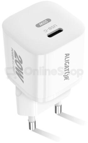 Rychlá nabíječka ALIGATOR Mini, PD 20W USB-C, bílá