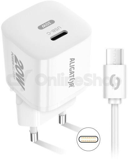 Rychlá mini síťová USB-C nabíječka Aligator CHPD0017, bílá